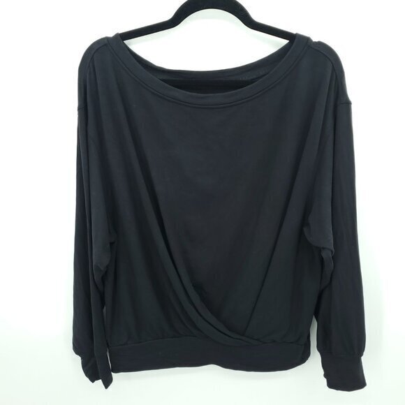 Lululemon Pleated Modal Fleece Pullover Sweatshirt Black 8/M - Picture 3 of 15